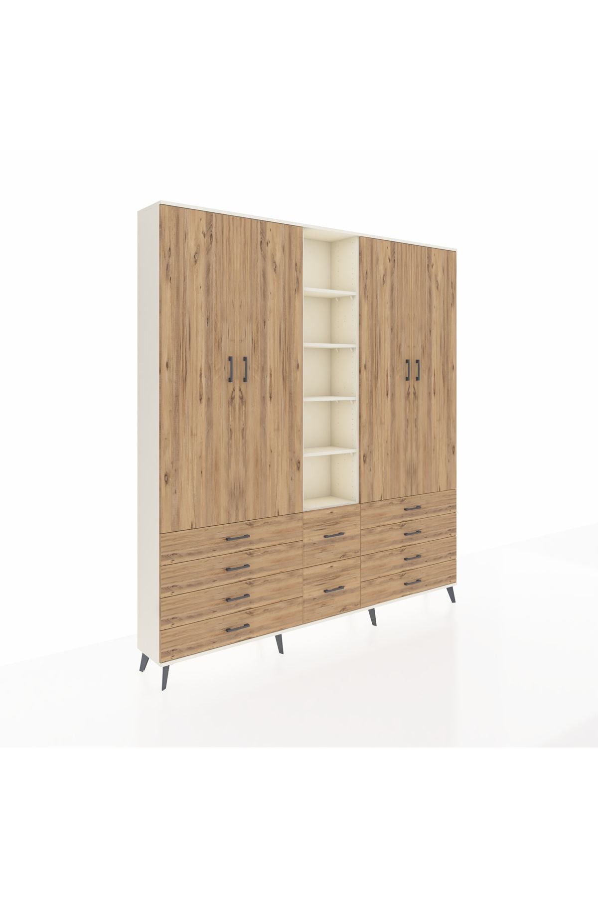 Arges Gardrop 9 Raflı 10 Çekmeceli 2 Askılı 220x30x243 Aytaşı-Çam