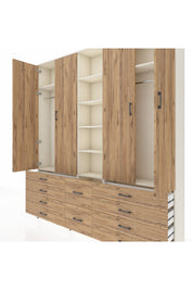 Arges Gardrop 9 Raflı 10 Çekmeceli 2 Askılı 220x30x243 Aytaşı-Çam