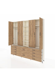 Arges Gardrop 9 Raflı 10 Çekmeceli 2 Askılı 220x30x243 Aytaşı-Çam