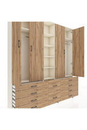 Arges Gardrop 9 Raflı 10 Çekmeceli 2 Askılı 220x30x243 Aytaşı-Çam