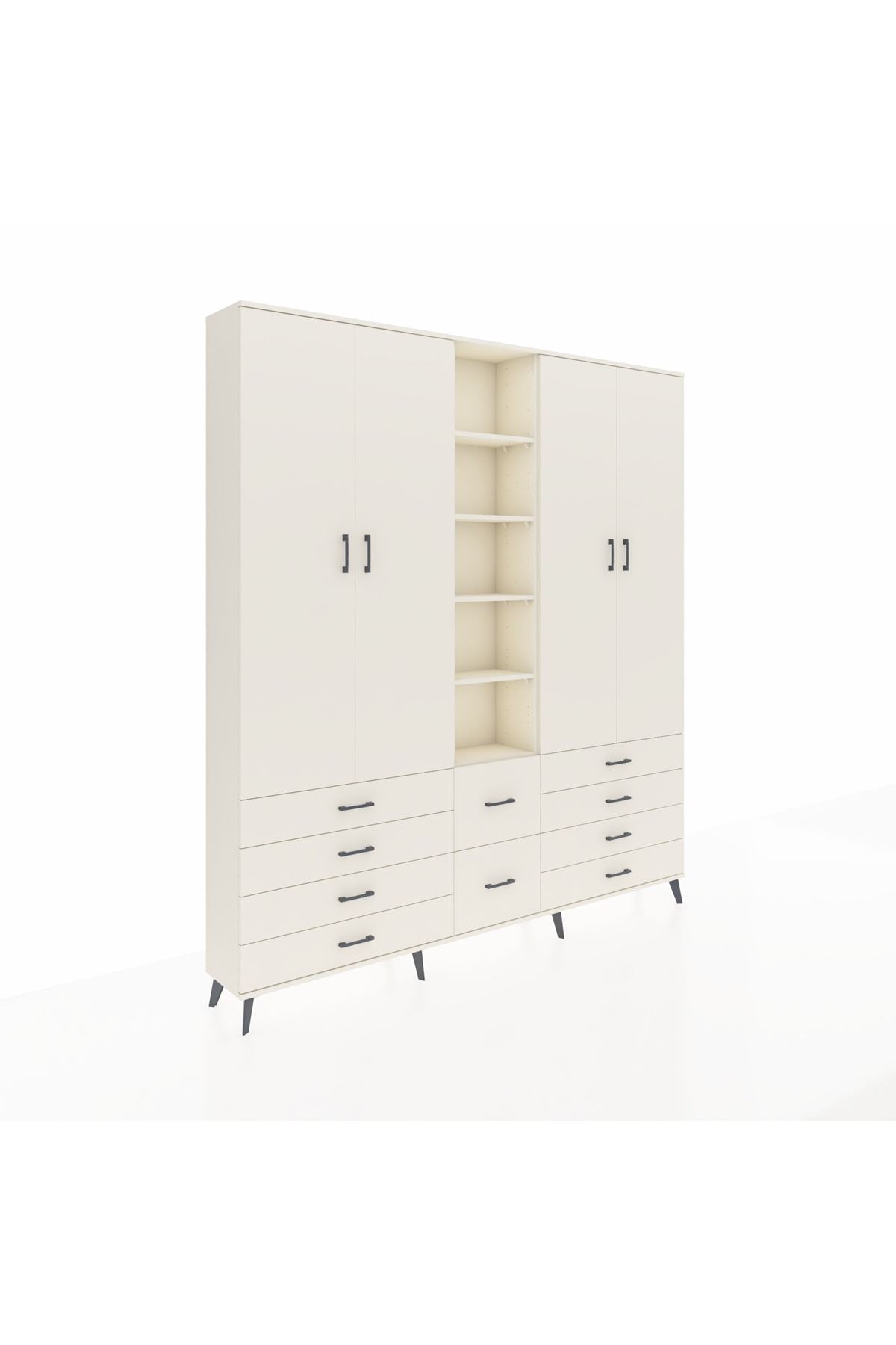 Arges Gardrop 9 Raflı 10 Çekmeceli 2 Askılı 220x30x243 Aytaşı-Aytaşı