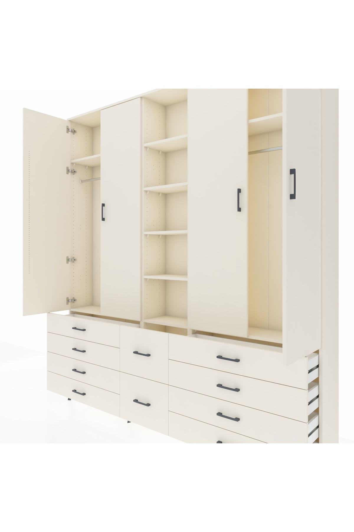 Arges Gardrop 9 Raflı 10 Çekmeceli 2 Askılı 220x30x243 Aytaşı-Aytaşı