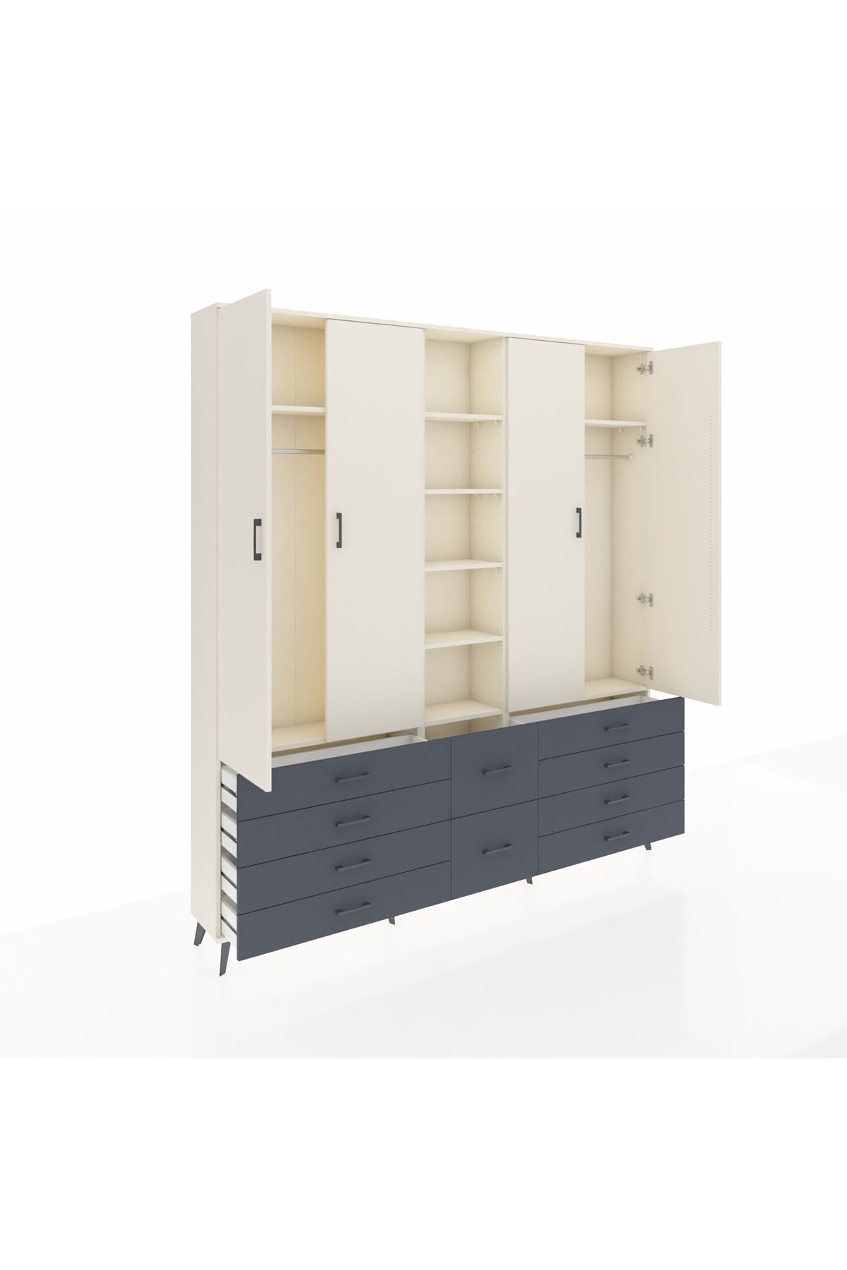 Arges Dolap 9 Raflı 10 Çekmeceli 2 Askılı 220x30x243 Aytaşı-Aytaşı/Antrasit