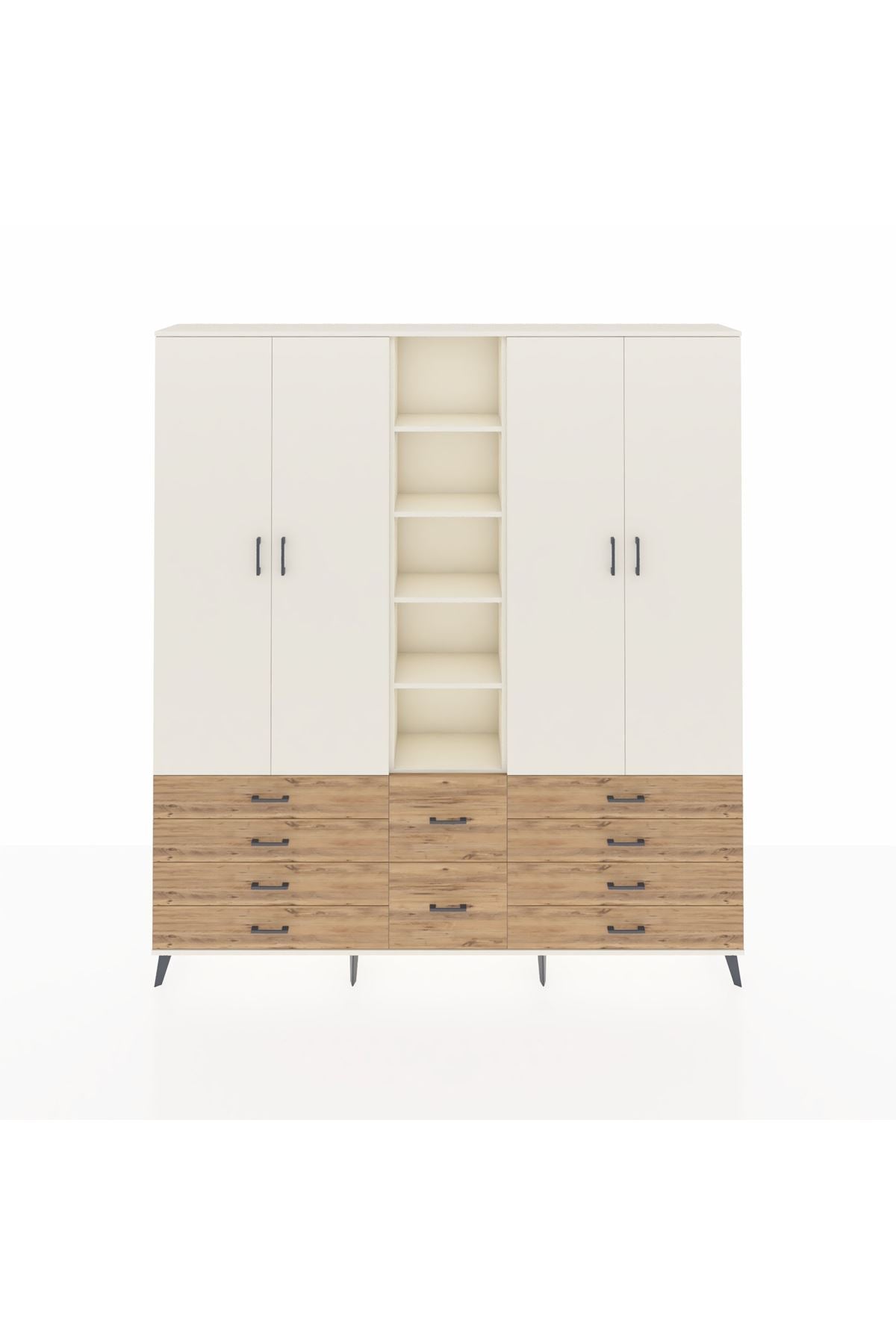 Arges Dolap 9 Raflı 10 Çekmeceli 2 Askılı 220x30x243 Aytaşı-Aytaşı/Çam