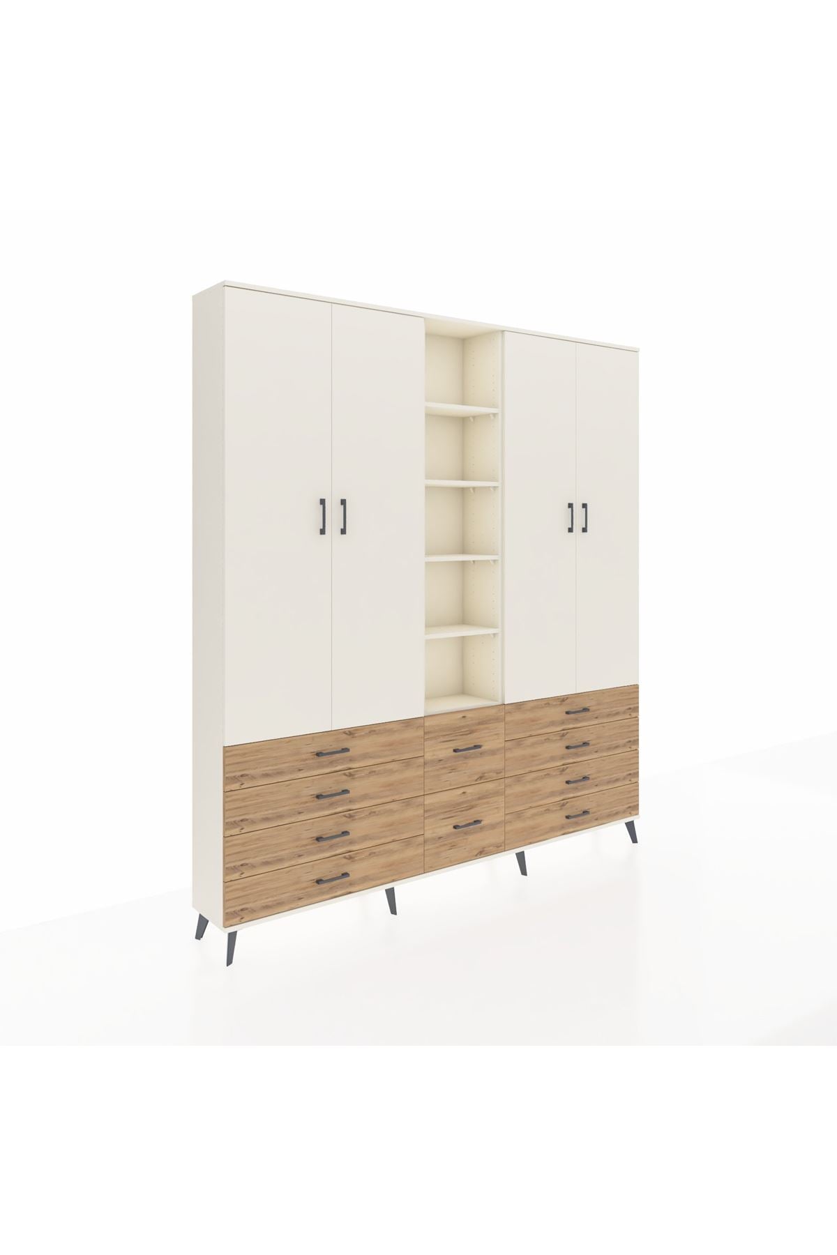 Arges Dolap 9 Raflı 10 Çekmeceli 2 Askılı 220x30x243 Aytaşı-Aytaşı/Çam