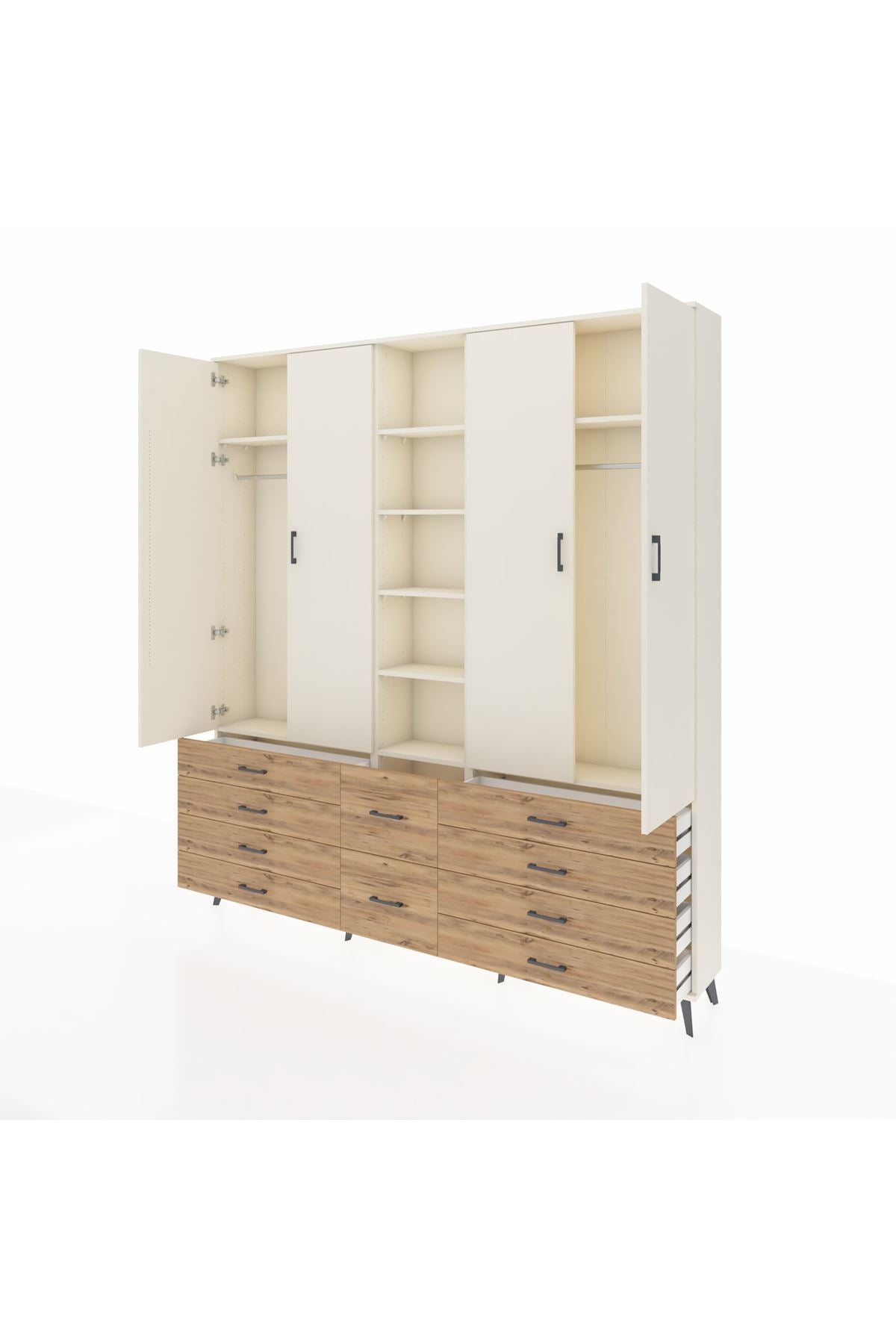 Arges Dolap 9 Raflı 10 Çekmeceli 2 Askılı 220x30x243 Aytaşı-Aytaşı/Çam