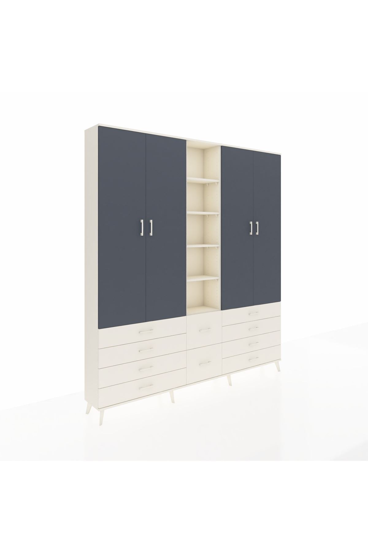 Arges Dolap 9 Raflı 10 Çekmeceli 2 Askılı 220x30x243 Aytaşı-Antrasit/Aytaşı