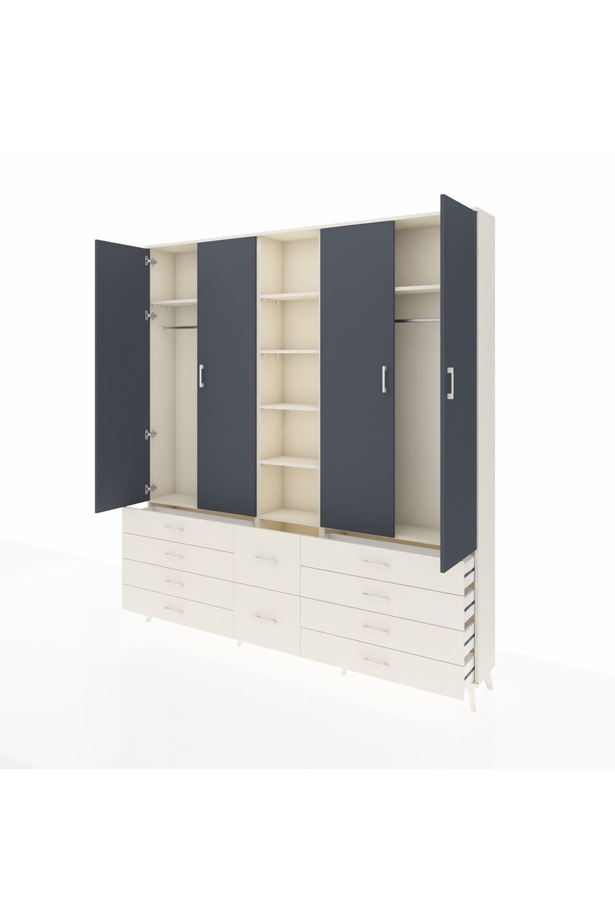 Arges Dolap 9 Raflı 10 Çekmeceli 2 Askılı 220x30x243 Aytaşı-Antrasit/Aytaşı