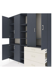 Hyperion Dolap 13 Raflı 3 Çekmeceli 6 Kapaklı 220x44x243 Antrasit-Antrasit/Aytaşı