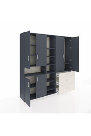 Hyperion Dolap 13 Raflı 3 Çekmeceli 6 Kapaklı 220x44x243 Antrasit-Antrasit/Aytaşı