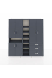 Hyperion Dolap 13 Raflı 3 Çekmeceli 6 Kapaklı 220x44x243 Antrasit-Antrasit/Antrasit