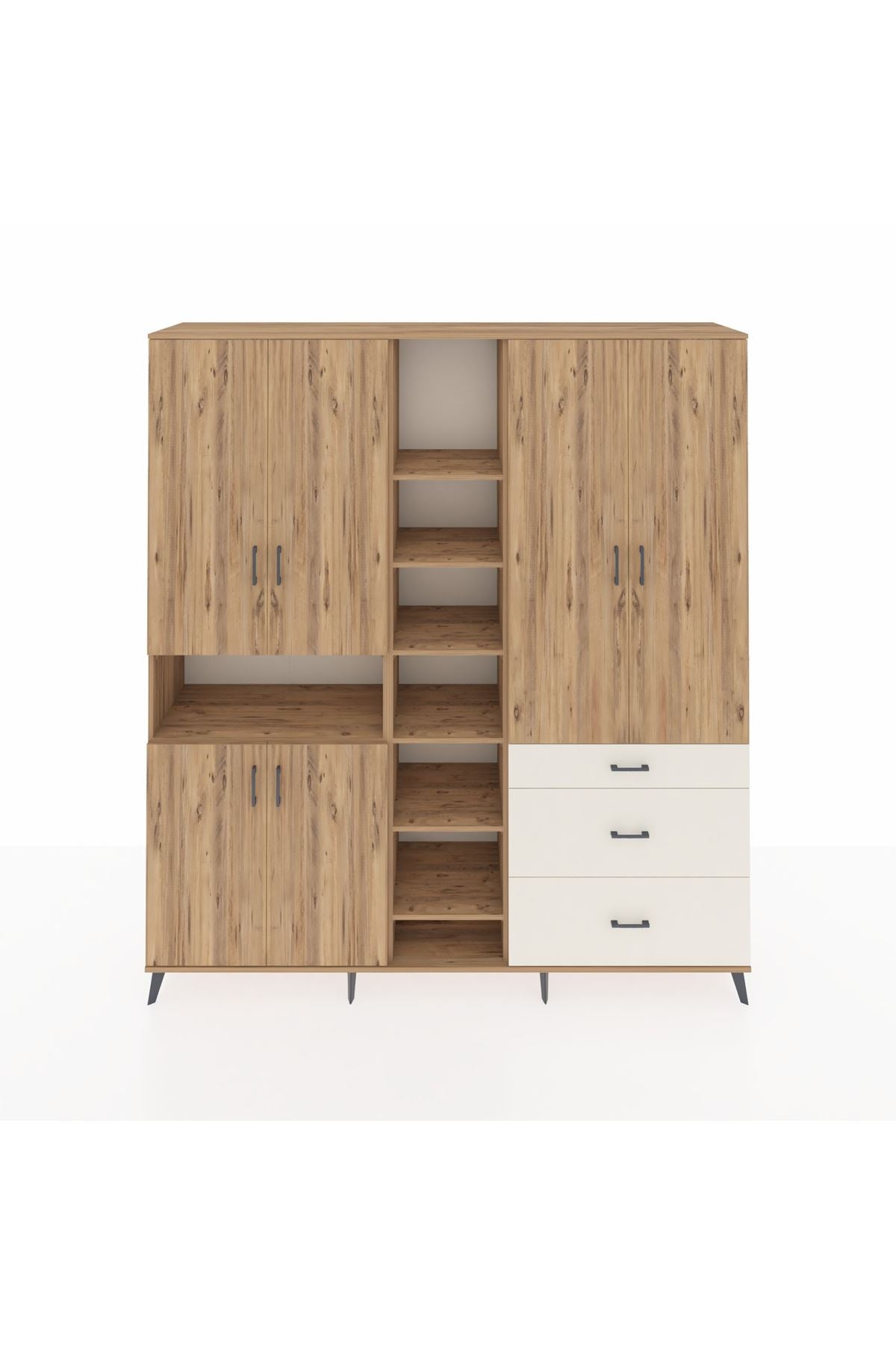 Hyperion Dolap 13 Raflı 3 Çekmeceli 6 Kapaklı 220x44x243 Çam-Çam/Aytaşı