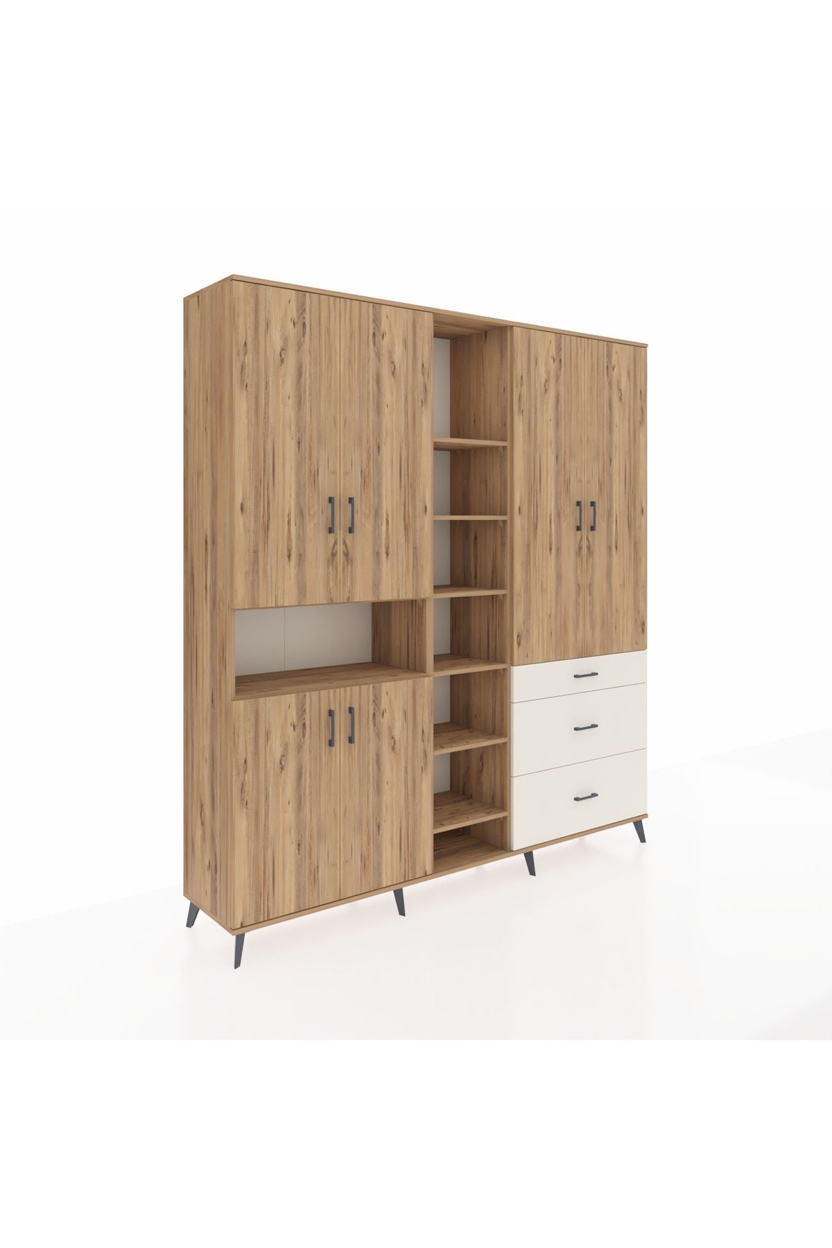 Hyperion Dolap 13 Raflı 3 Çekmeceli 6 Kapaklı 220x44x243 Çam-Çam/Aytaşı