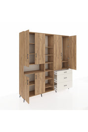Hyperion Dolap 13 Raflı 3 Çekmeceli 6 Kapaklı 220x44x243 Çam-Çam/Aytaşı