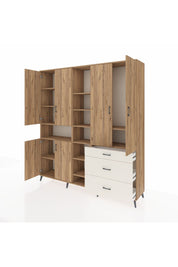 Hyperion Dolap 13 Raflı 3 Çekmeceli 6 Kapaklı 220x44x243 Çam-Çam/Aytaşı