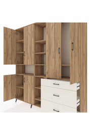 Hyperion Dolap 13 Raflı 3 Çekmeceli 6 Kapaklı 220x44x243 Çam-Çam/Aytaşı