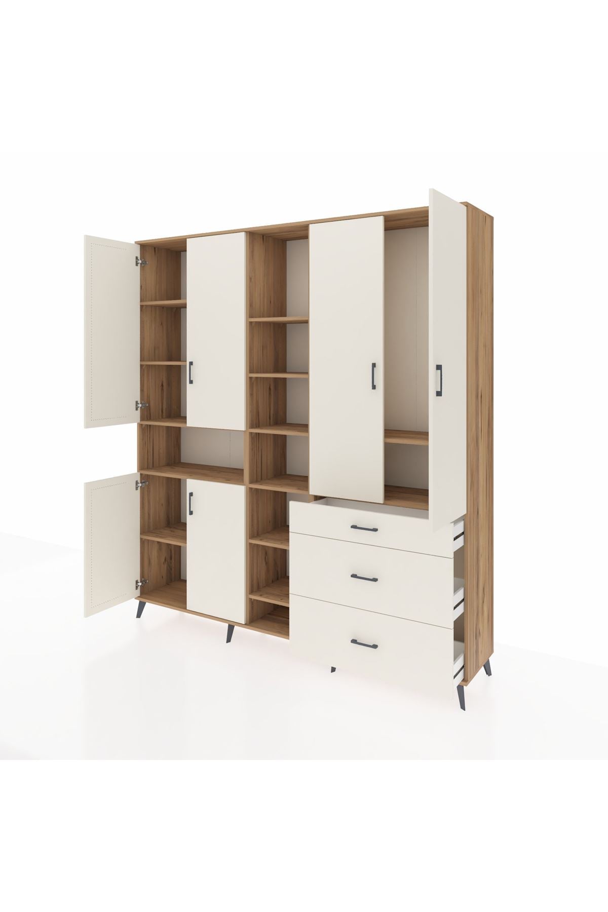 Hyperion Dolap 13 Raflı 3 Çekmeceli 6 Kapaklı 220x44x243 Çam-Aytaşı/Aytaşı