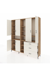 Hyperion Dolap 13 Raflı 3 Çekmeceli 6 Kapaklı 220x44x243 Çam-Aytaşı/Aytaşı