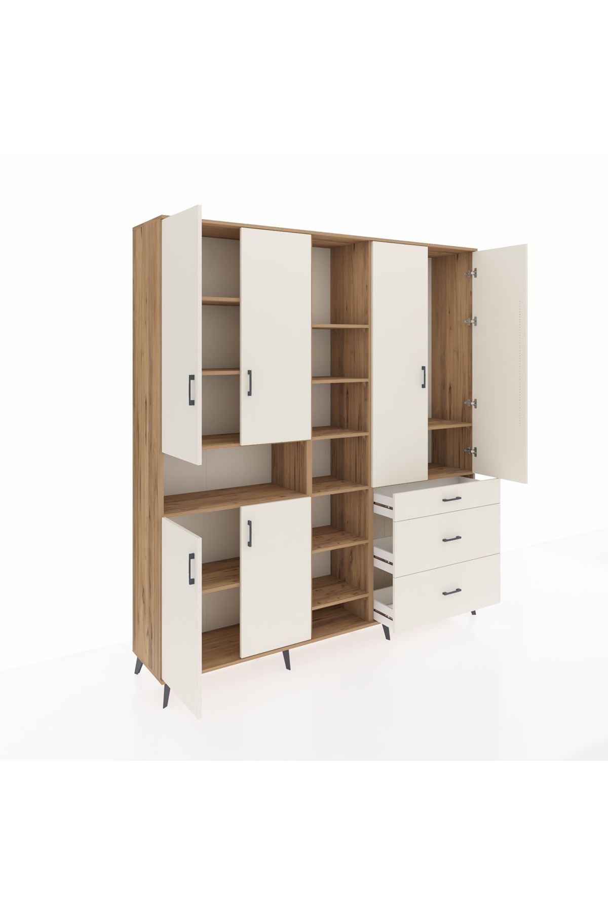 Hyperion Dolap 13 Raflı 3 Çekmeceli 6 Kapaklı 220x44x243 Çam-Aytaşı/Aytaşı