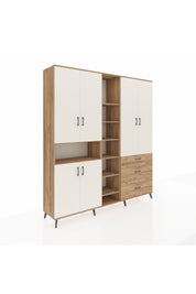 Hyperion Dolap 13 Raflı 3 Çekmeceli 6 Kapaklı 220x44x243 Çam-Aytaşı/Çam