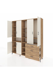 Hyperion Dolap 13 Raflı 3 Çekmeceli 6 Kapaklı 220x44x243 Çam-Aytaşı/Çam