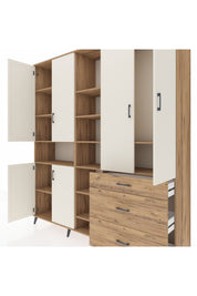 Hyperion Dolap 13 Raflı 3 Çekmeceli 6 Kapaklı 220x44x243 Çam-Aytaşı/Çam