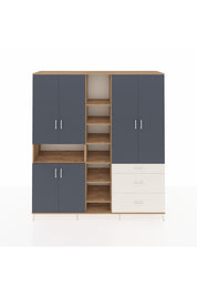 Hyperion Dolap 13 Raflı 3 Çekmeceli 6 Kapaklı 220x44x243 Çam-Antrasit/Aytaşı