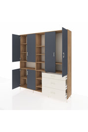 Hyperion Dolap 13 Raflı 3 Çekmeceli 6 Kapaklı 220x44x243 Çam-Antrasit/Aytaşı