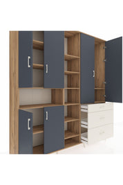 Hyperion Dolap 13 Raflı 3 Çekmeceli 6 Kapaklı 220x44x243 Çam-Antrasit/Aytaşı