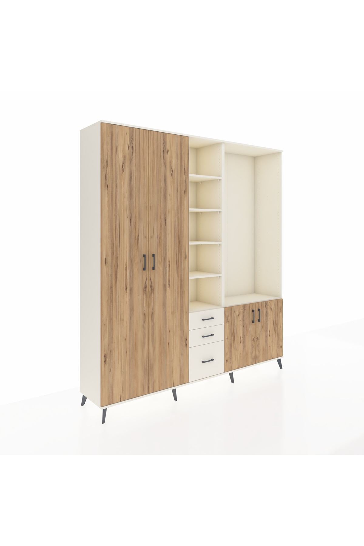 Hyperion Dolap 13 Raflı 3 Çekmeceli 4 Kapaklı 220x44x243 Aytaşı-Çam/Aytaşı