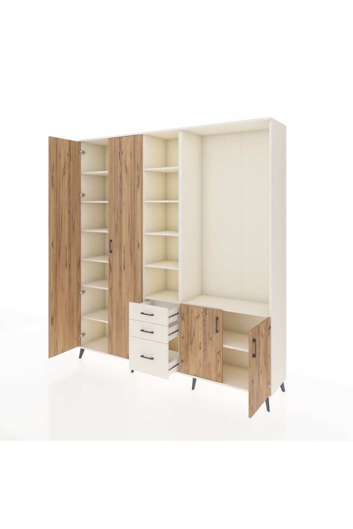 Hyperion Dolap 13 Raflı 3 Çekmeceli 4 Kapaklı 220x44x243 Aytaşı-Çam/Aytaşı