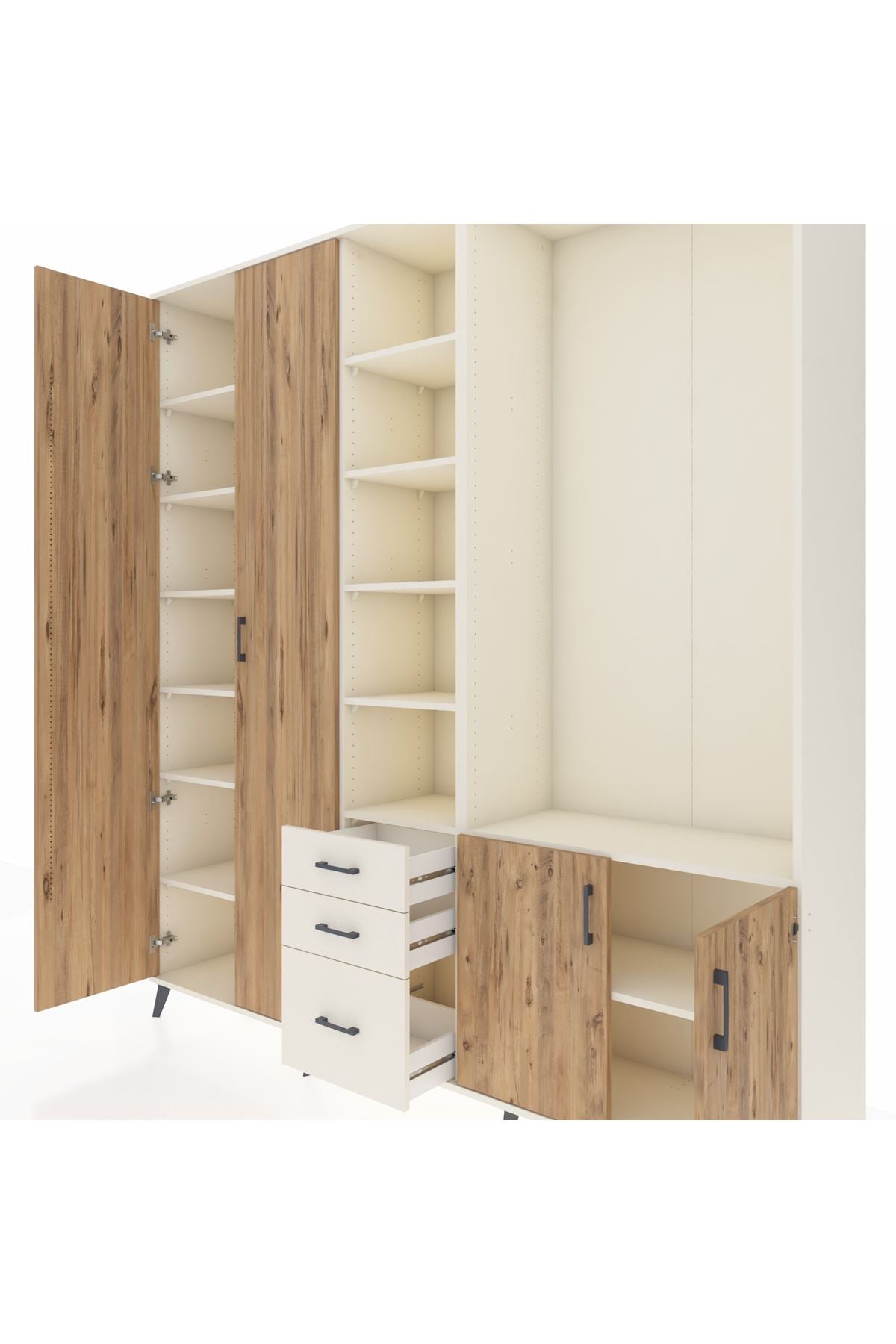 Hyperion Dolap 13 Raflı 3 Çekmeceli 4 Kapaklı 220x44x243 Aytaşı-Çam/Aytaşı