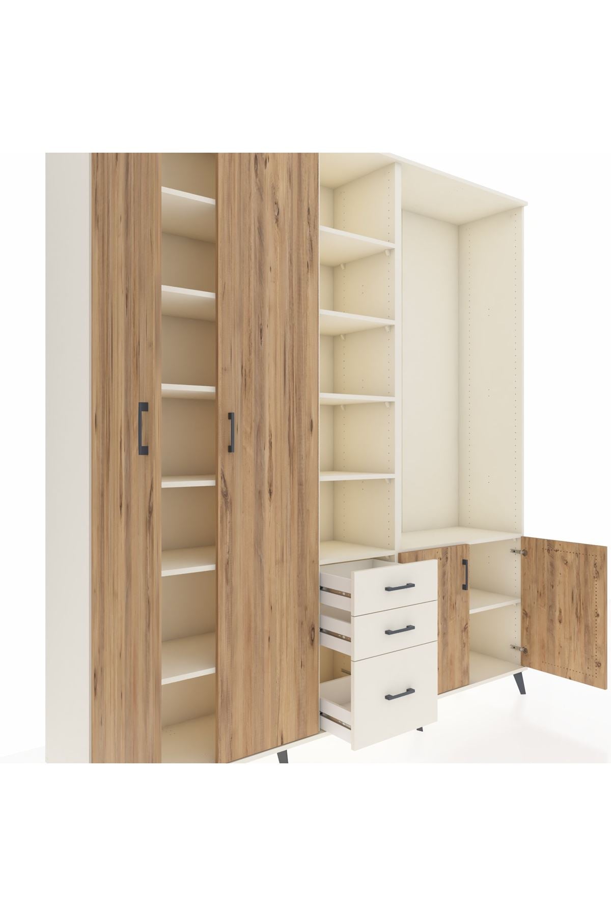 Hyperion Dolap 13 Raflı 3 Çekmeceli 4 Kapaklı 220x44x243 Aytaşı-Çam/Aytaşı