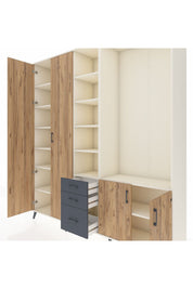 Hyperion Dolap 13 Raflı 3 Çekmeceli 4 Kapaklı 220x44x243 Aytaşı-Çam/Antrasit