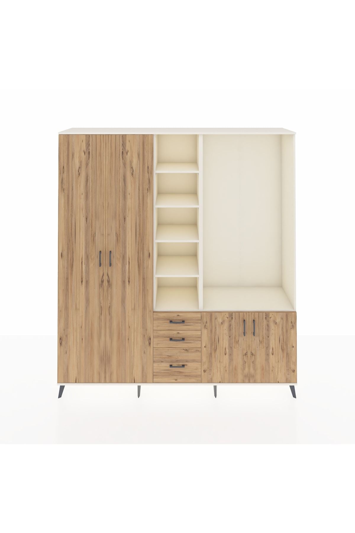 Hyperion Dolap 13 Raflı 3 Çekmeceli 4 Kapaklı 220x44x243 Aytaşı-Çam/Çam