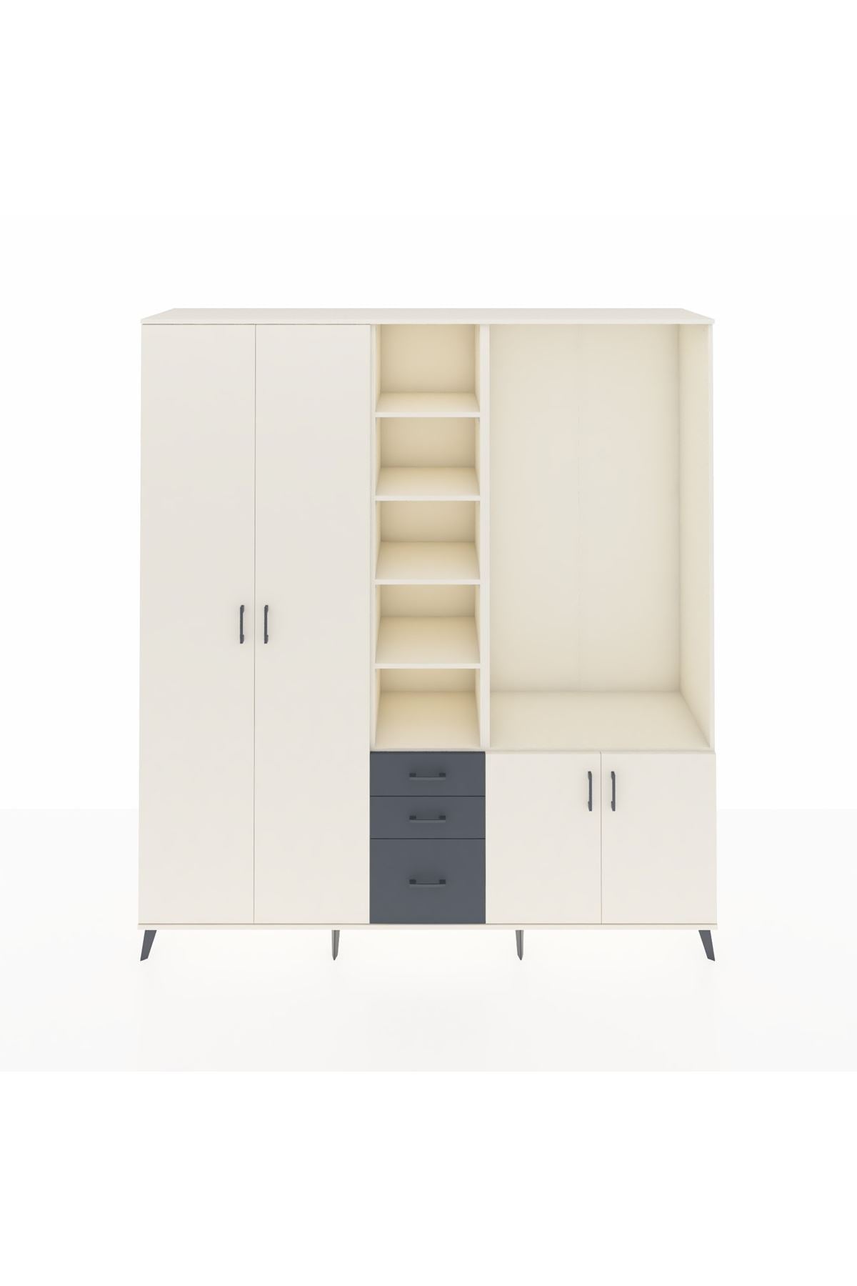 Hyperion Dolap 13 Raflı 3 Çekmeceli 4 Kapaklı 220x44x243 Aytaşı-Aytaşı/Antrasit