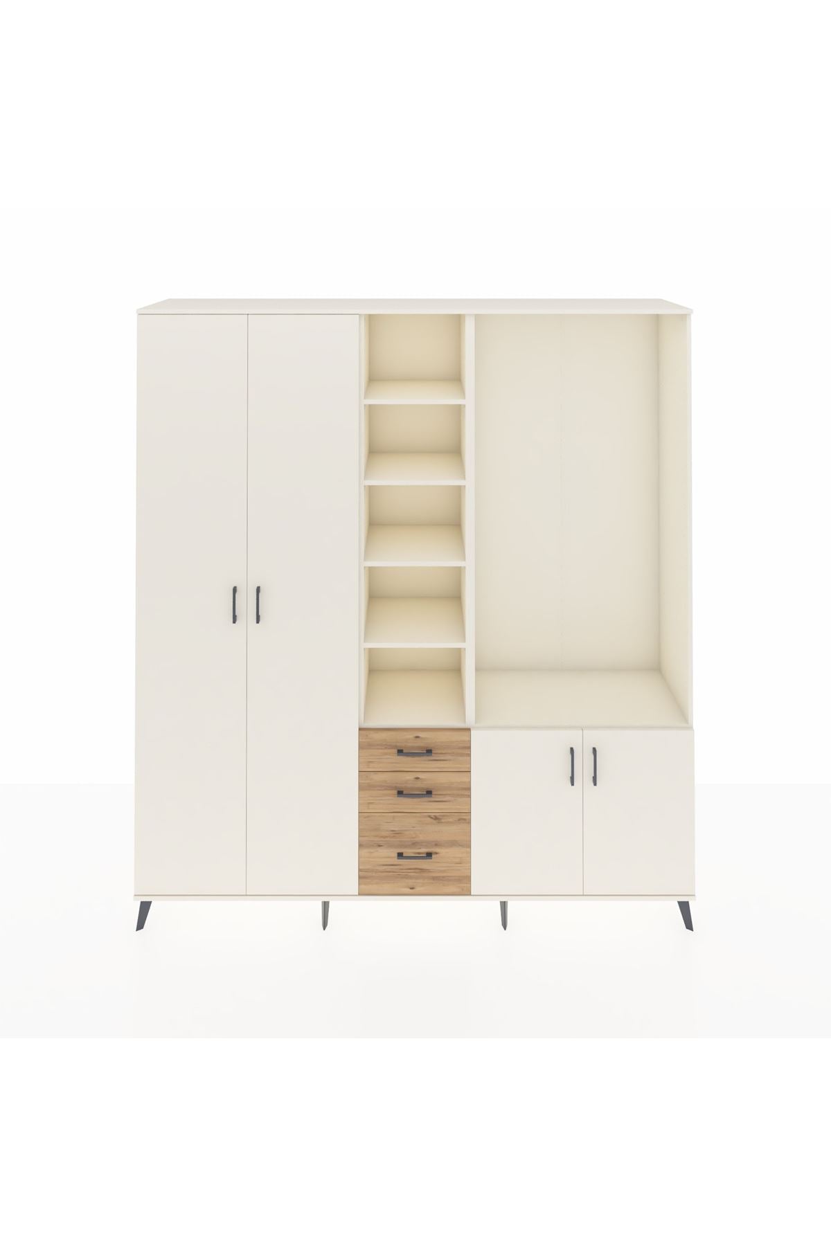 Hyperion Dolap 13 Raflı 3 Çekmeceli 4 Kapaklı 220x44x243 Aytaşı-Aytaşı/Çam