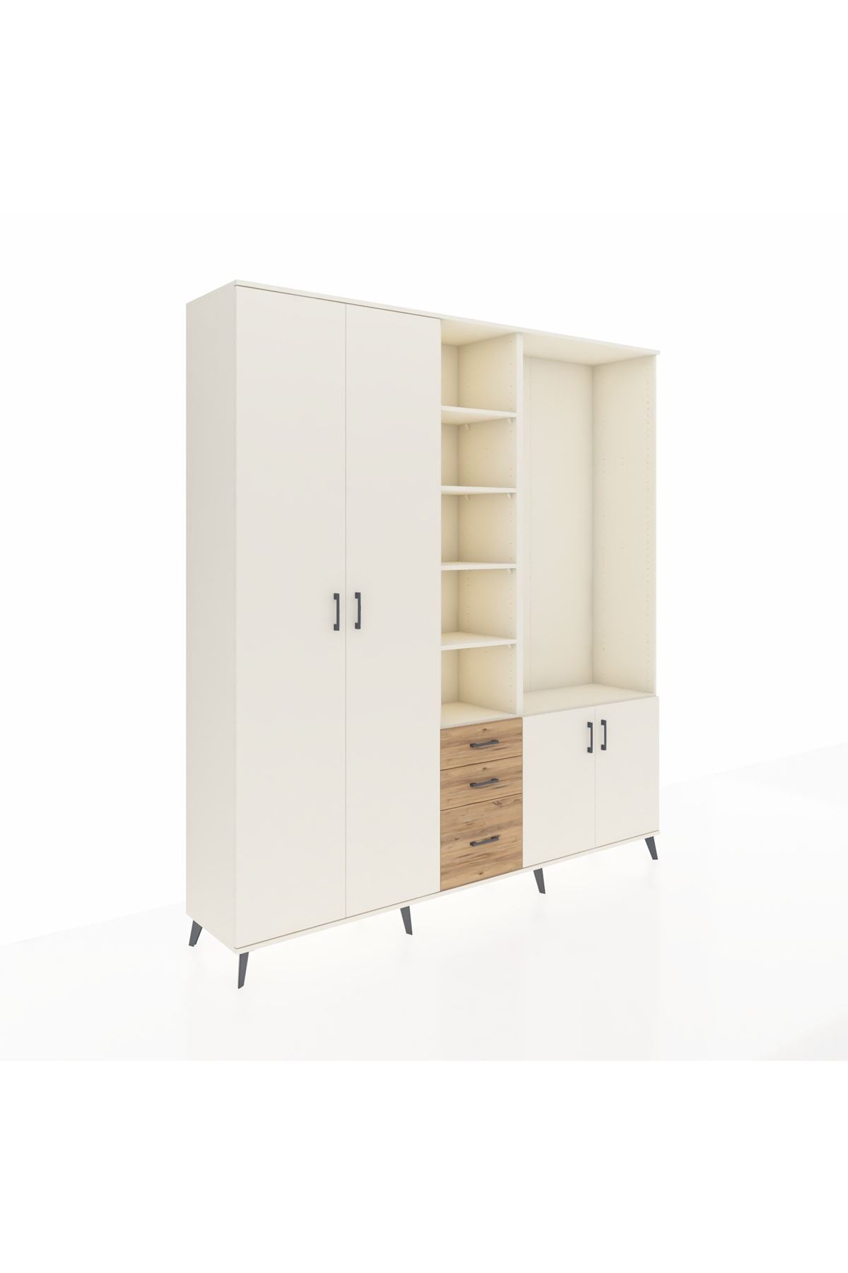 Hyperion Dolap 13 Raflı 3 Çekmeceli 4 Kapaklı 220x44x243 Aytaşı-Aytaşı/Çam