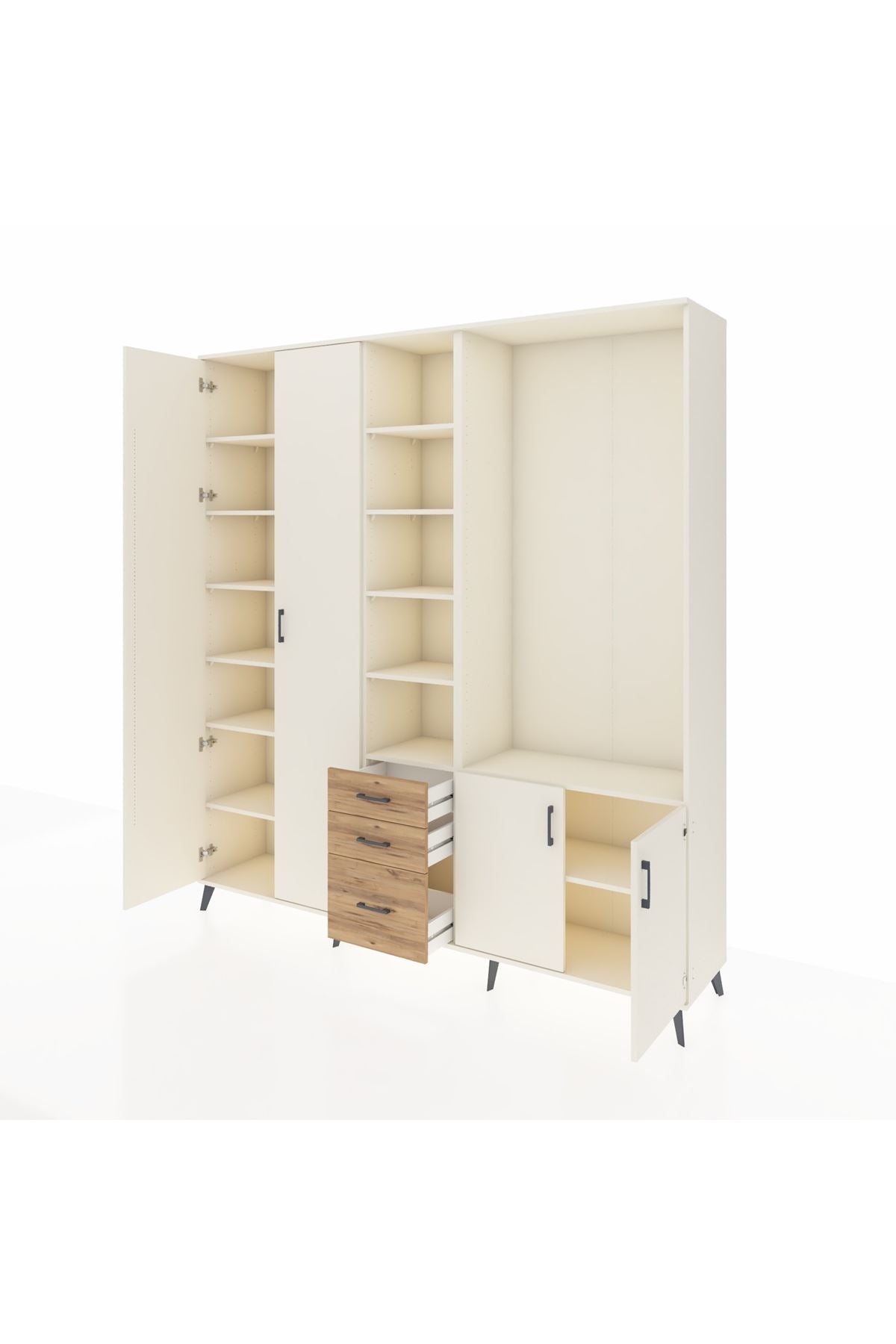 Hyperion Dolap 13 Raflı 3 Çekmeceli 4 Kapaklı 220x44x243 Aytaşı-Aytaşı/Çam