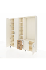 Hyperion Dolap 13 Raflı 3 Çekmeceli 4 Kapaklı 220x44x243 Aytaşı-Aytaşı/Çam