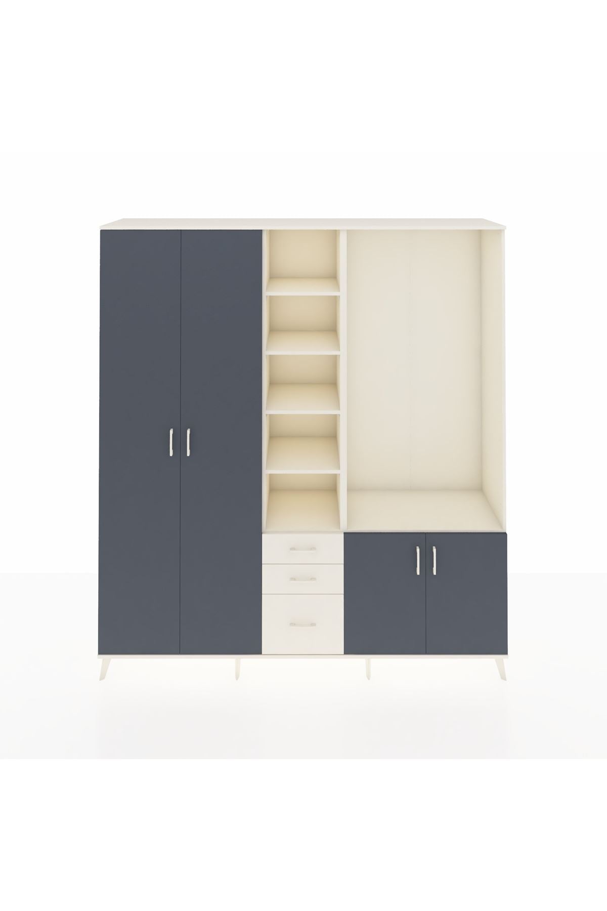 Hyperion Dolap 13 Raflı 3 Çekmeceli 4 Kapaklı 220x44x243 Aytaşı-Antrasit/Aytaşı