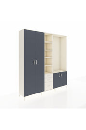 Hyperion Dolap 13 Raflı 3 Çekmeceli 4 Kapaklı 220x44x243 Aytaşı-Antrasit/Aytaşı