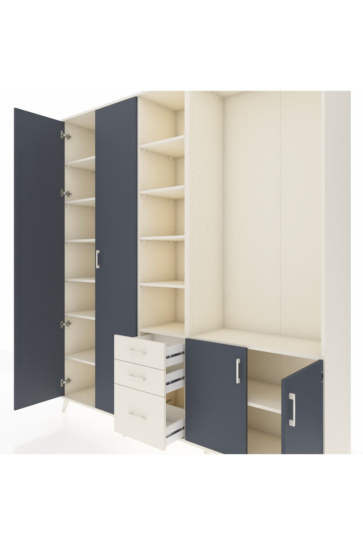 Hyperion Dolap 13 Raflı 3 Çekmeceli 4 Kapaklı 220x44x243 Aytaşı-Antrasit/Aytaşı