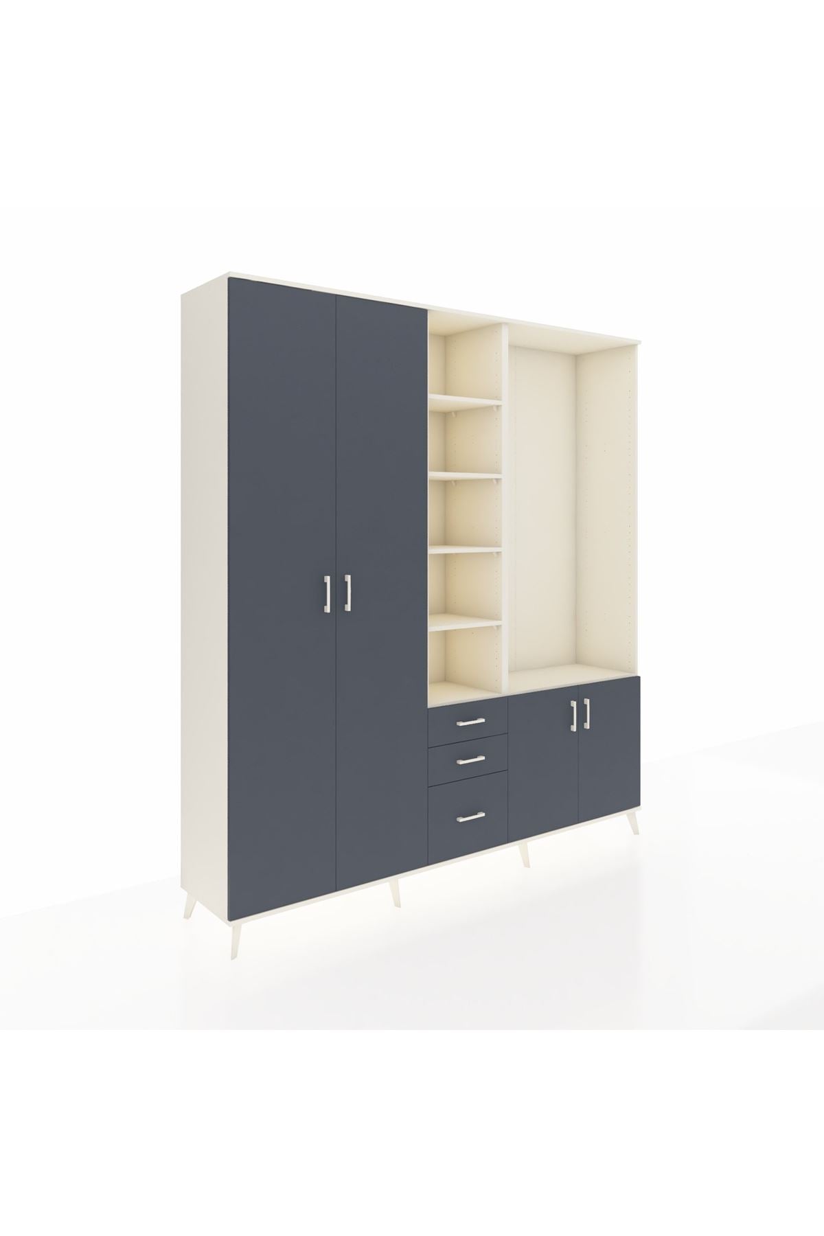 Hyperion Dolap 13 Raflı 3 Çekmeceli 4 Kapaklı 220x44x243 Aytaşı-Antrasit/Antrasit