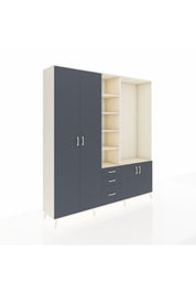 Hyperion Dolap 13 Raflı 3 Çekmeceli 4 Kapaklı 220x44x243 Aytaşı-Antrasit/Antrasit