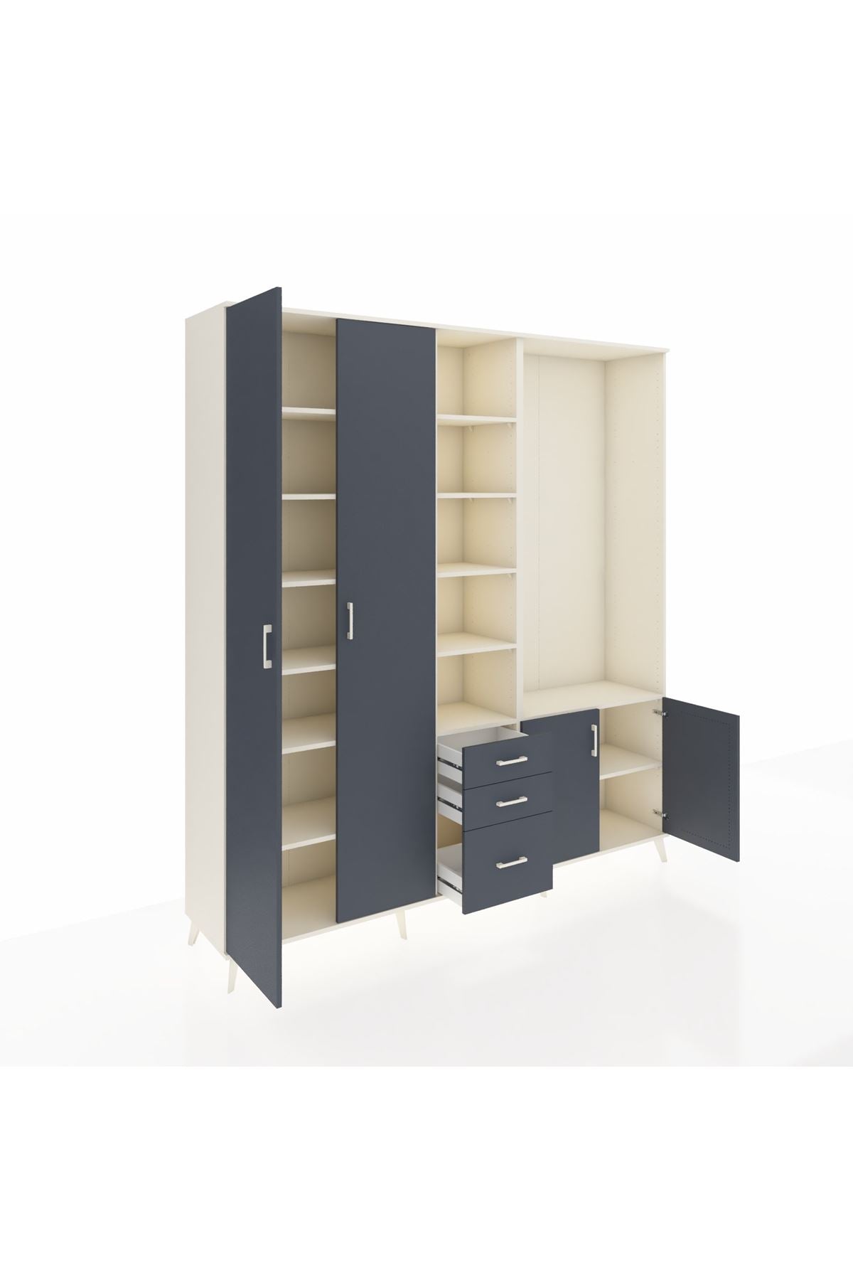 Hyperion Dolap 13 Raflı 3 Çekmeceli 4 Kapaklı 220x44x243 Aytaşı-Antrasit/Antrasit