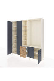 Hyperion Dolap 13 Raflı 3 Çekmeceli 4 Kapaklı 220x44x243 Aytaşı-Antrasit/Çam