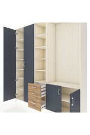 Hyperion Dolap 13 Raflı 3 Çekmeceli 4 Kapaklı 220x44x243 Aytaşı-Antrasit/Çam