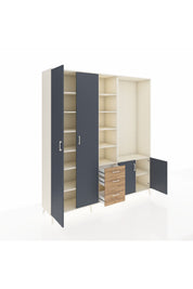 Hyperion Dolap 13 Raflı 3 Çekmeceli 4 Kapaklı 220x44x243 Aytaşı-Antrasit/Çam