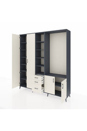 Hyperion Dolap 13 Raflı 3 Çekmeceli 4 Kapaklı 220x44x243 Antrasit-Aytaşı/Aytaşı